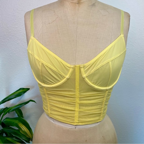 🌼Mesh Corset Cropped Top in Daisy Yellow from TikTok in Size Large🌼 - Picture 1 of 7